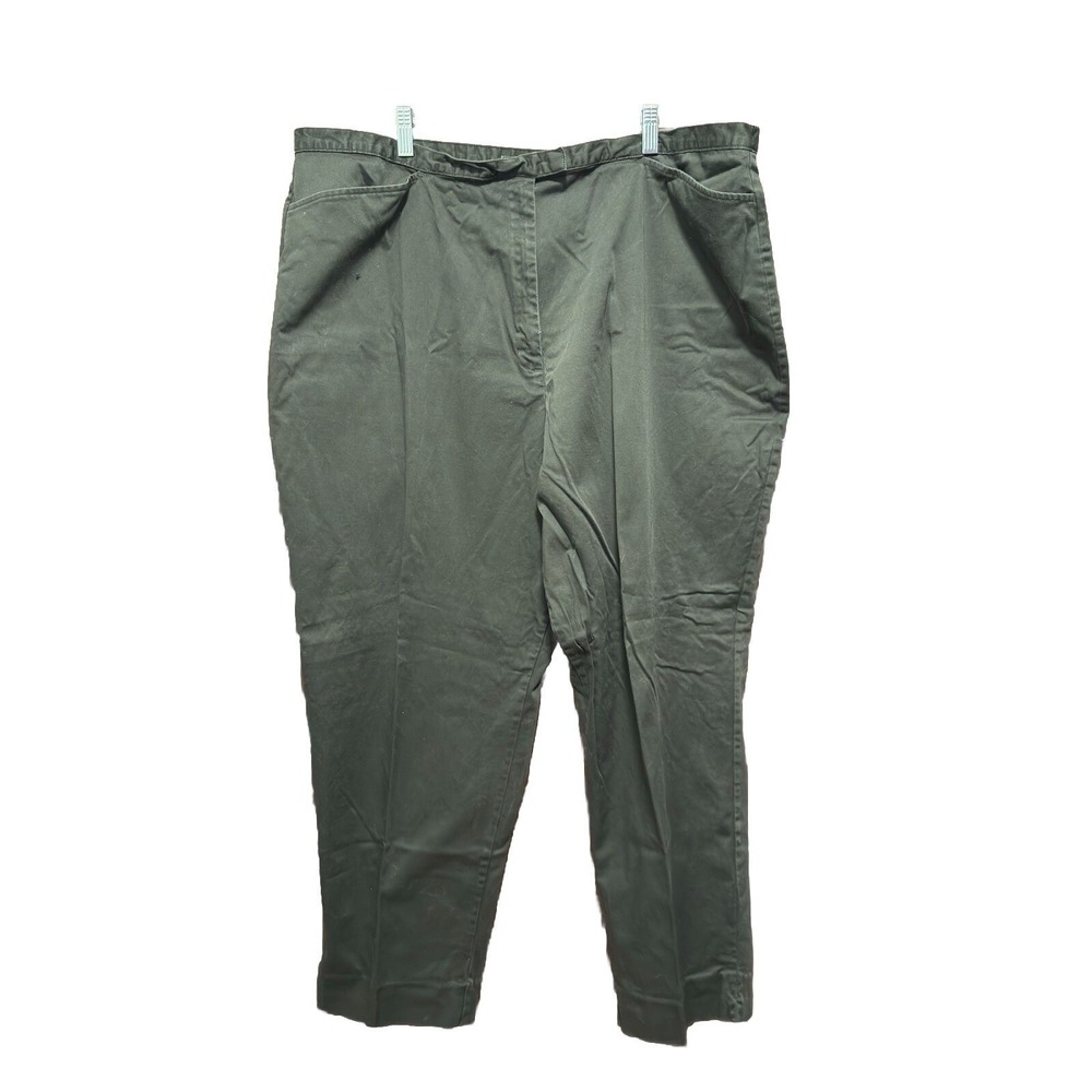 Faded Glory Women Plus 26W Green Stretch Cotton Straight Leg Pants